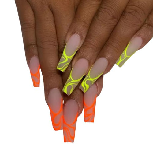 neon press-on nails