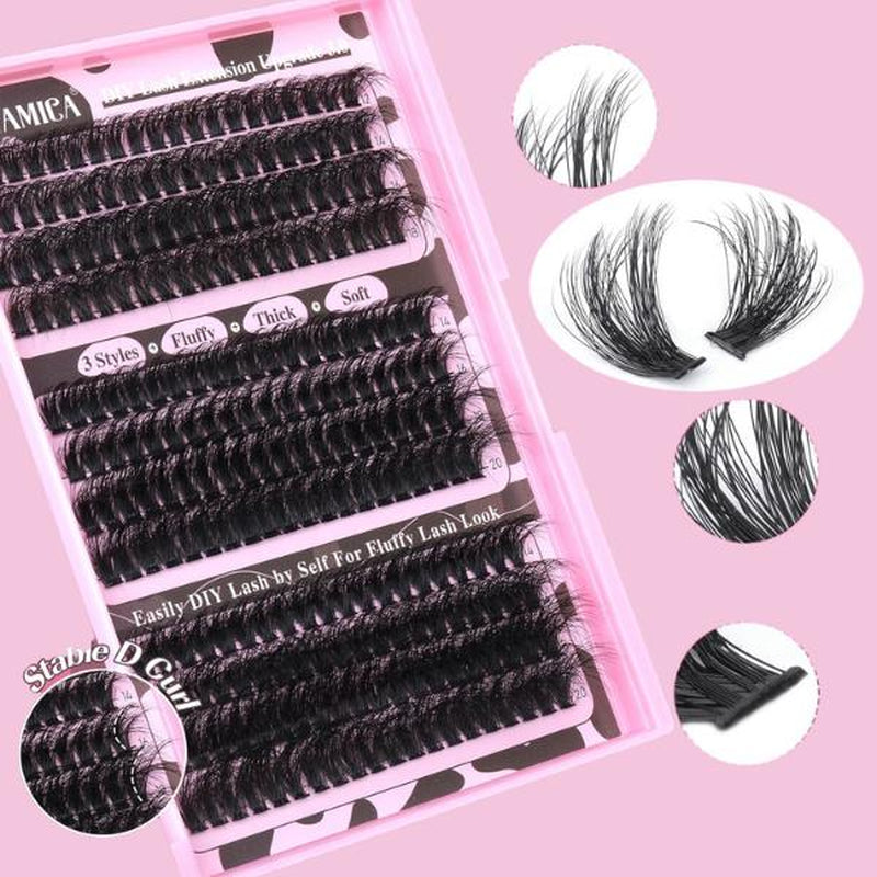 Eyelash Extension Kit 240Pcs Individual Lashes Kit with Bond Seal and Lash Applicator DIY at Home for Beginner