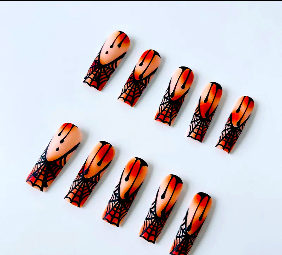 24 Pc Halloween Press On Nails Coffin “MADAME WEB”