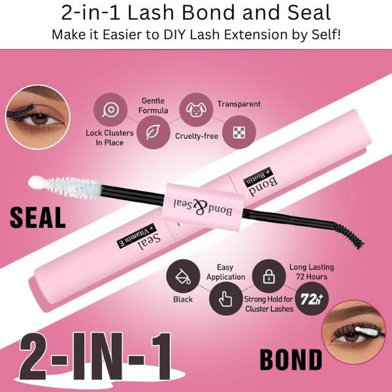 Eyelash Extension Kit 240Pcs Individual Lashes Kit with Bond Seal and Lash Applicator DIY at Home for Beginner