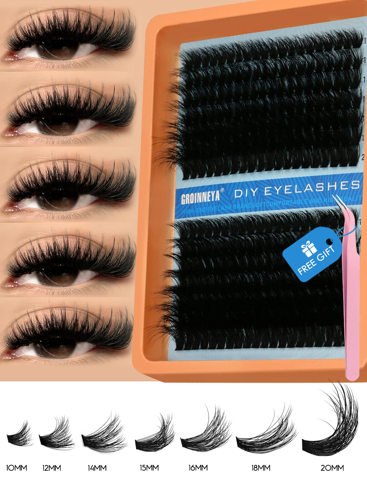 Cluster Lashes Kit Fluffy Individual Lashes Volume Mixed 