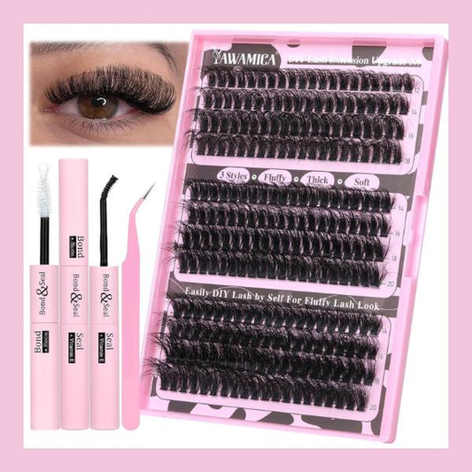 Eyelash Extension Kit 240Pcs Individual Lashes Kit with Bond Seal and Lash Applicator DIY at Home for Beginner