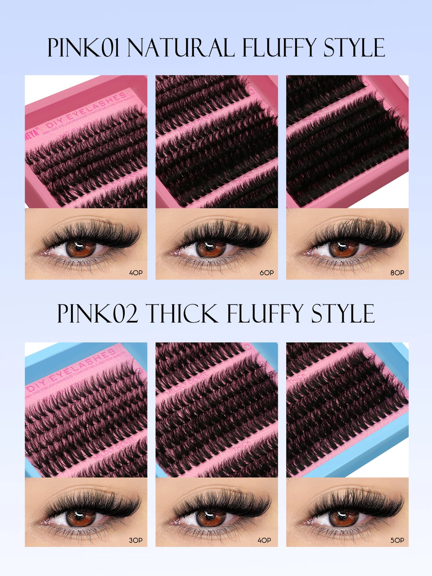 Cluster Lashes Kit Fluffy Individual Lashes Volume Mixed 