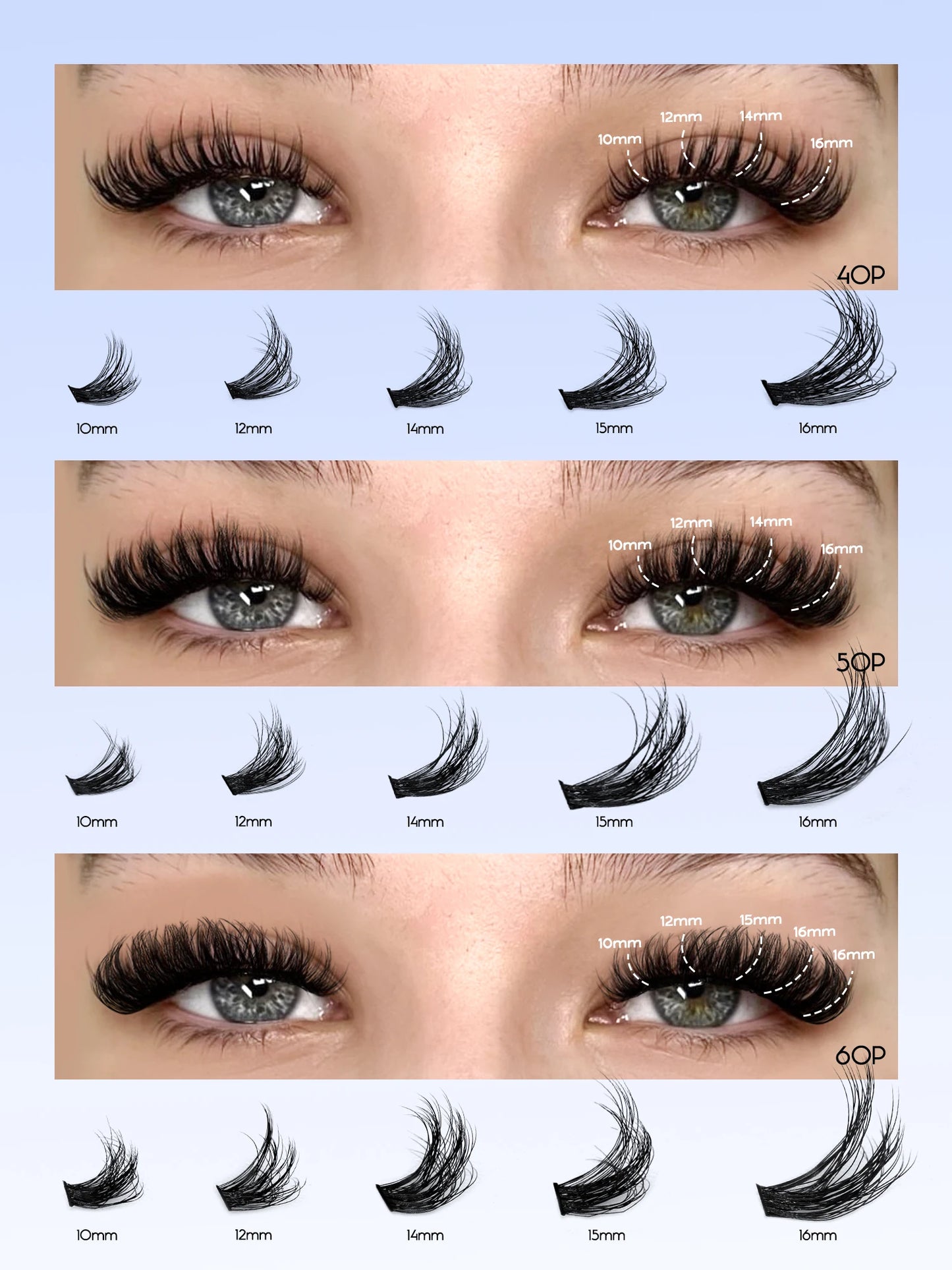 Cluster Lashes Kit Fluffy Individual Lashes Volume Mixed 