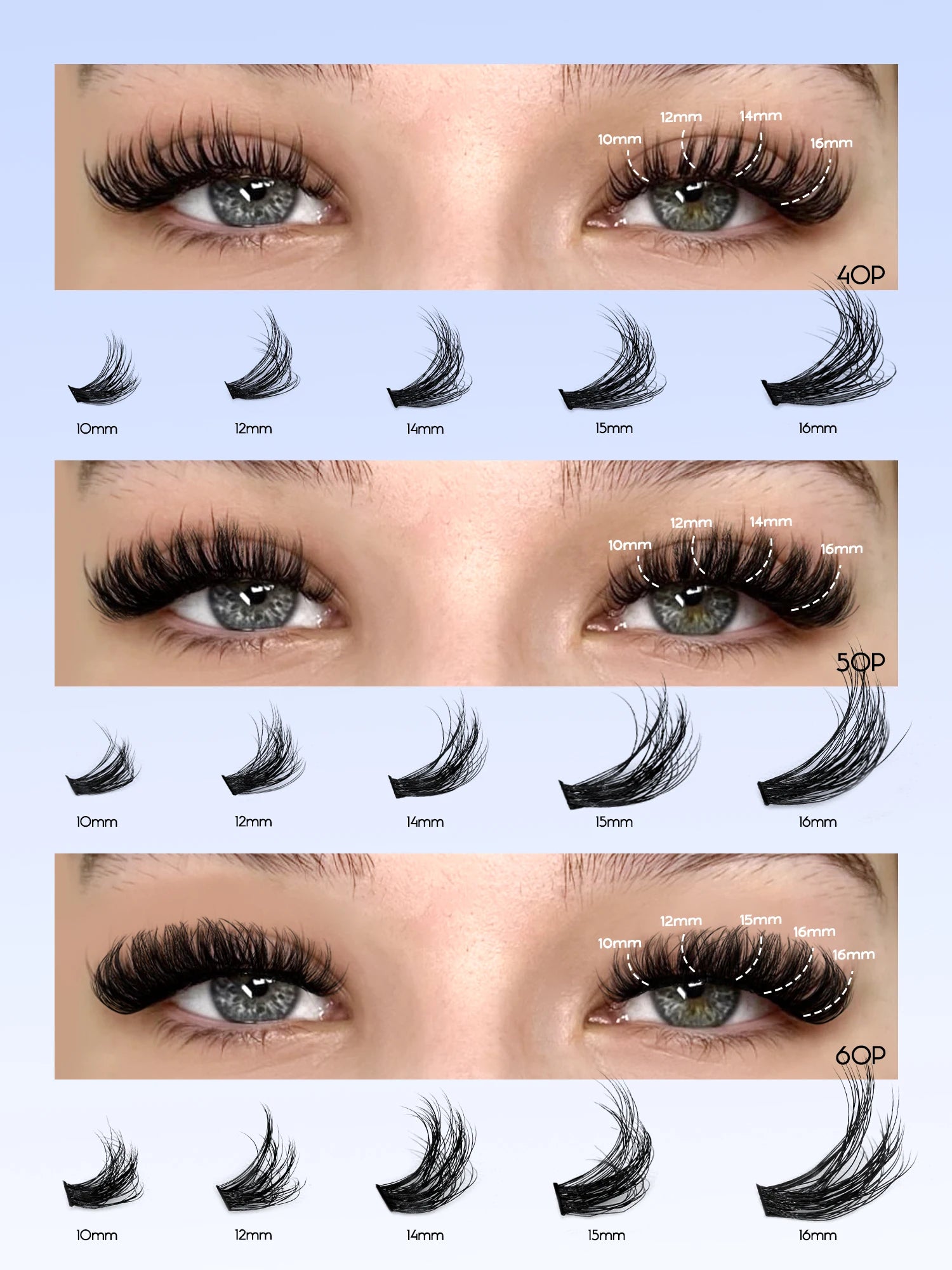 Cluster Lashes Kit Fluffy Individual Lashes Volume Mixed 